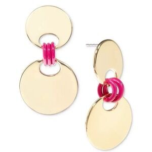 On 34th‎ Gold-Tone Disc & Color Ring Drop Earrings for Women NWT